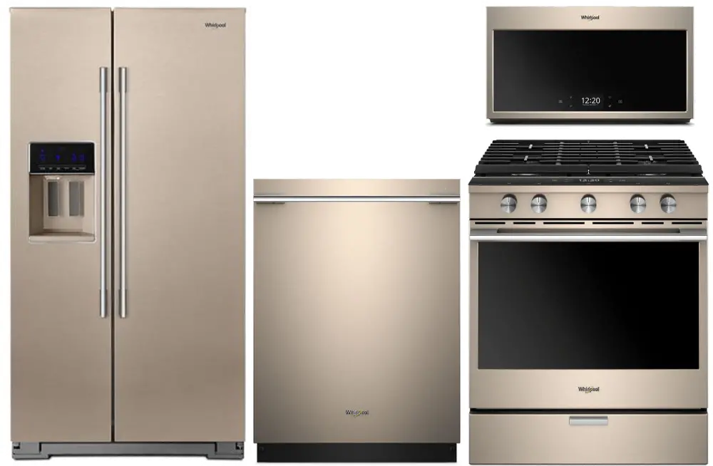 SBZ-4PC-GAS-PACKAGE Whirlpool 4 Piece Kitchen Appliance Package with Gas Range - Sunset Bronze -1