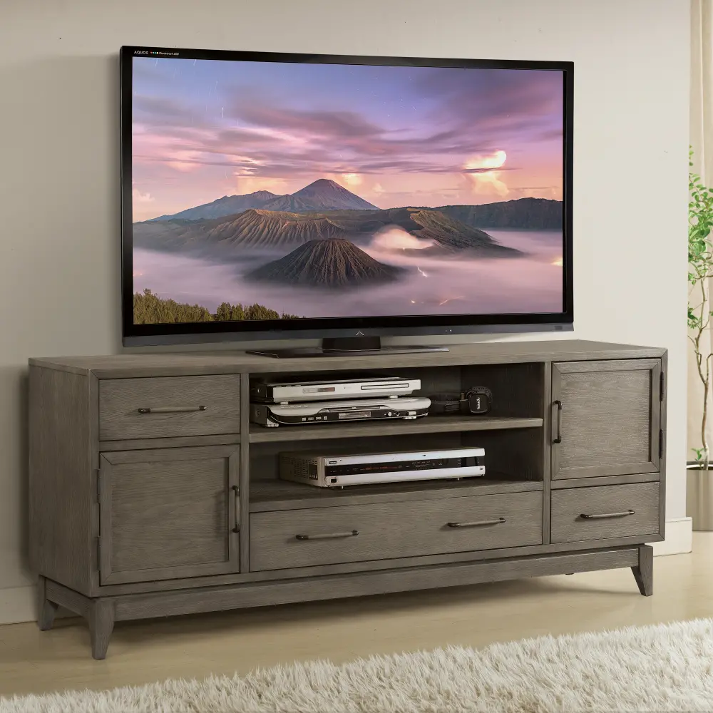 Washed Gray Transitional 74 Inch TV Stand - Vogue-1