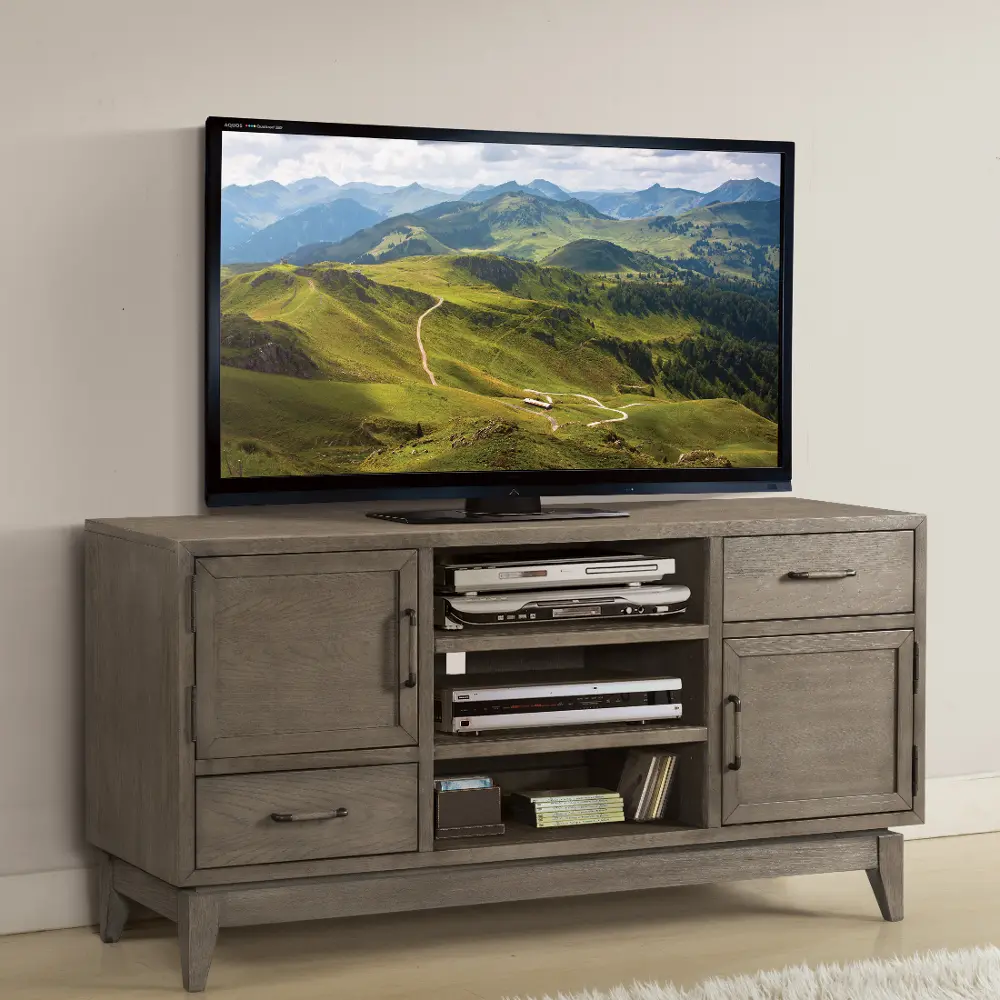 Washed Gray Transitional 54 Inch TV Stand - Vogue-1