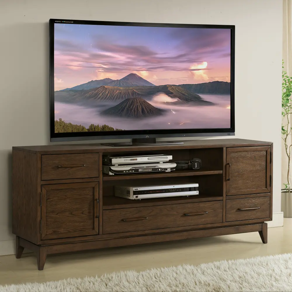 Brown Transitional 74 Inch TV Stand - Vogue-1