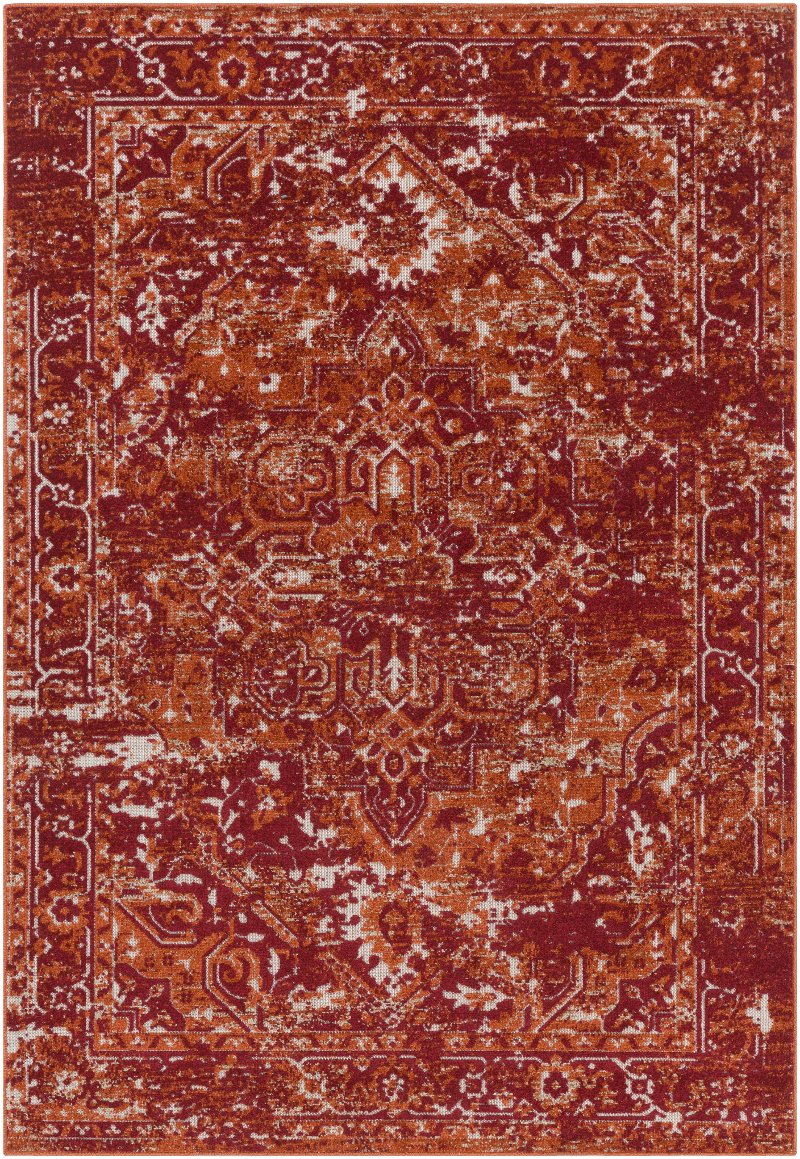 8 X 10 Large Red Orange And Ivory Indoor Outdoor Rug Stardust Ivory Indoor Outdoor Rug