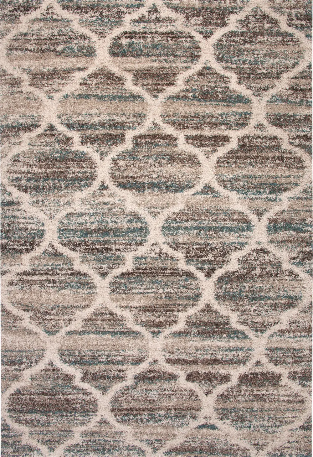 8 x 11 Large Brown, Beige, Ivory, and Teal Area Rug - Granada-1