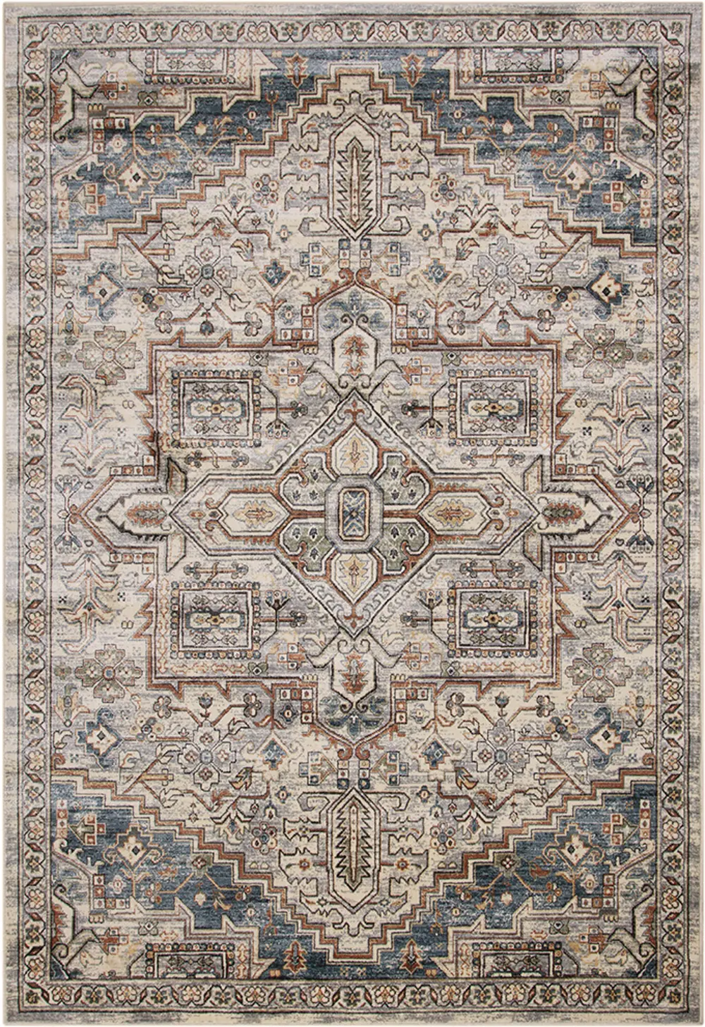Sonoma 5 x 8 Ivory, Blue, and Beige Area Rug-1