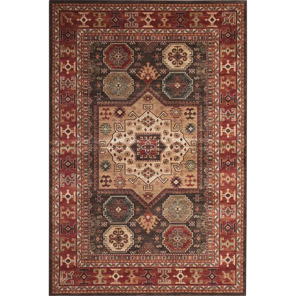 Sonoma 5 x 8 Chocolate Brown, Ivory, and Red Area Rug-1