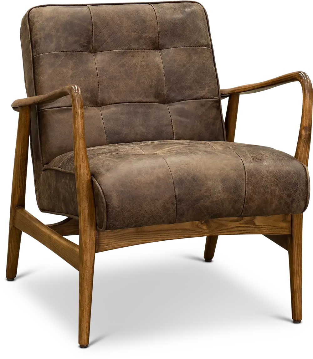 Mid Century Antique Brown Leather Chair - Montana-1