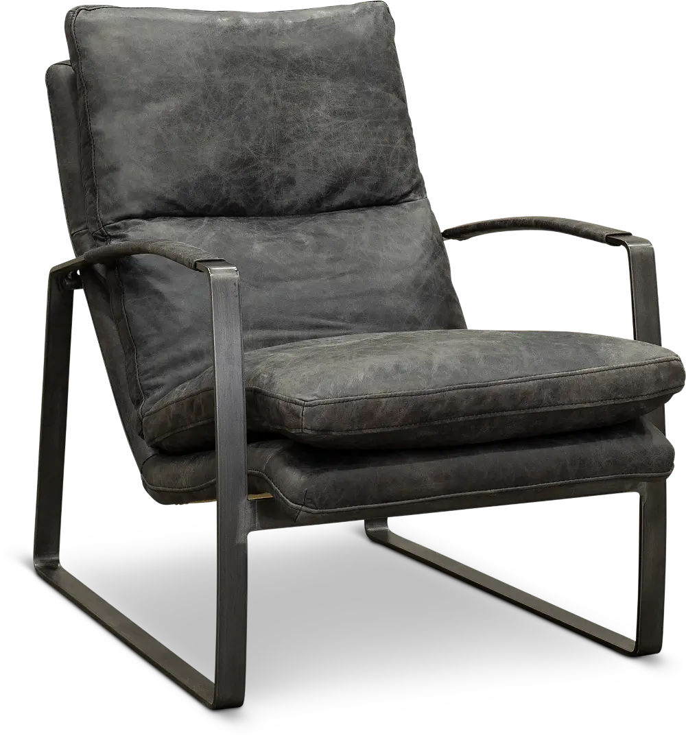 Modern Antique Ebony Black Leather Chair - Montana -1