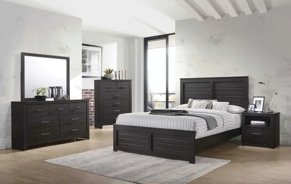Charcoal Black 4 Piece Queen Bedroom Set - Emerson-1