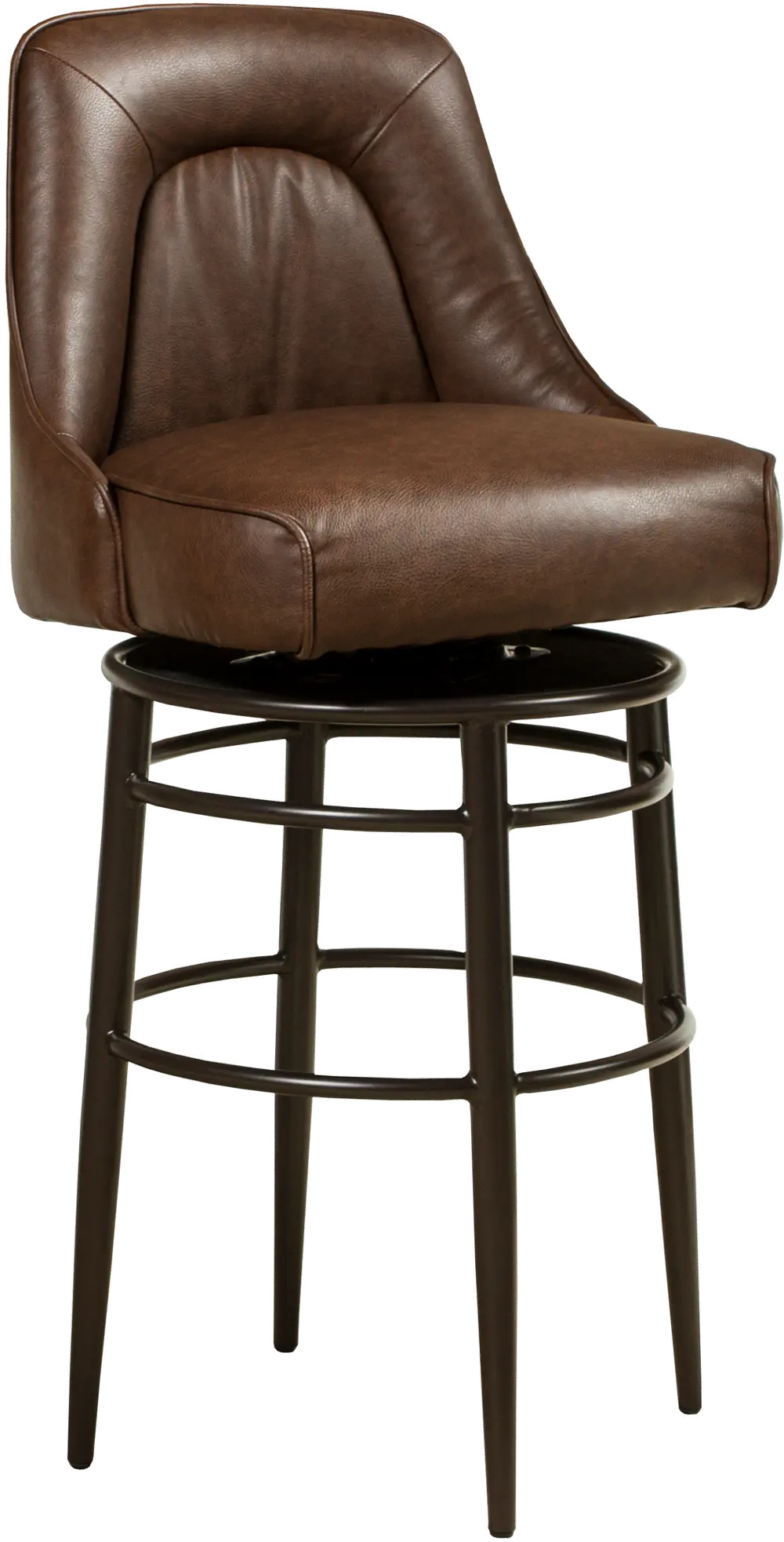 Brown Upholstered Swivel Counter Height Stool - Hanna-1