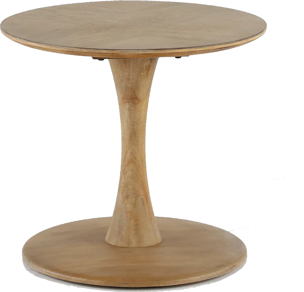 Oblique Natural Elm Round End Table-1