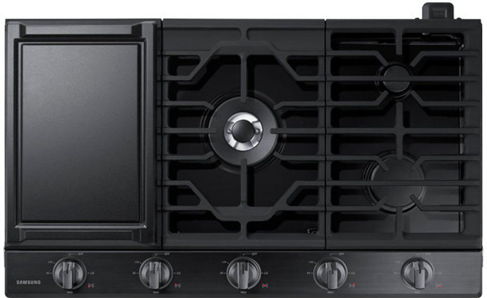 Samsung 36 Inch Smart Gas Cooktop with Griddle - Black Stainless Steel