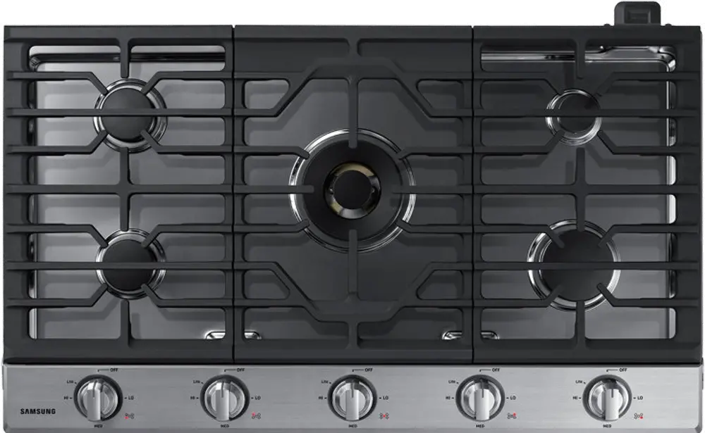 NA36N7755TS Samsung 36 Inch Smart Gas Cooktop with 22K BTU Dual Power Burner - Stainless Steel-1