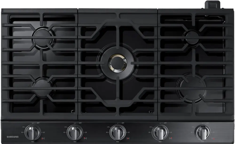 NA36N7755TG Samsung 36 Inch Smart Gas Cooktop with 22K BTU Dual Power Burner - Black Stainless Steel-1