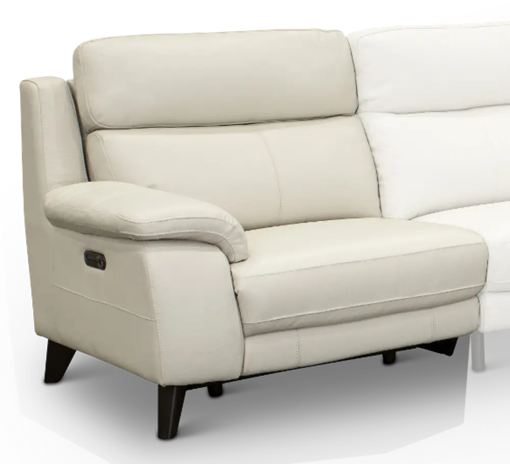 Venice White Leather-Match Left-Arm Facing Power Recliner-1