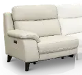 Venice White Leather-Match Left-Arm Facing Power Recliner