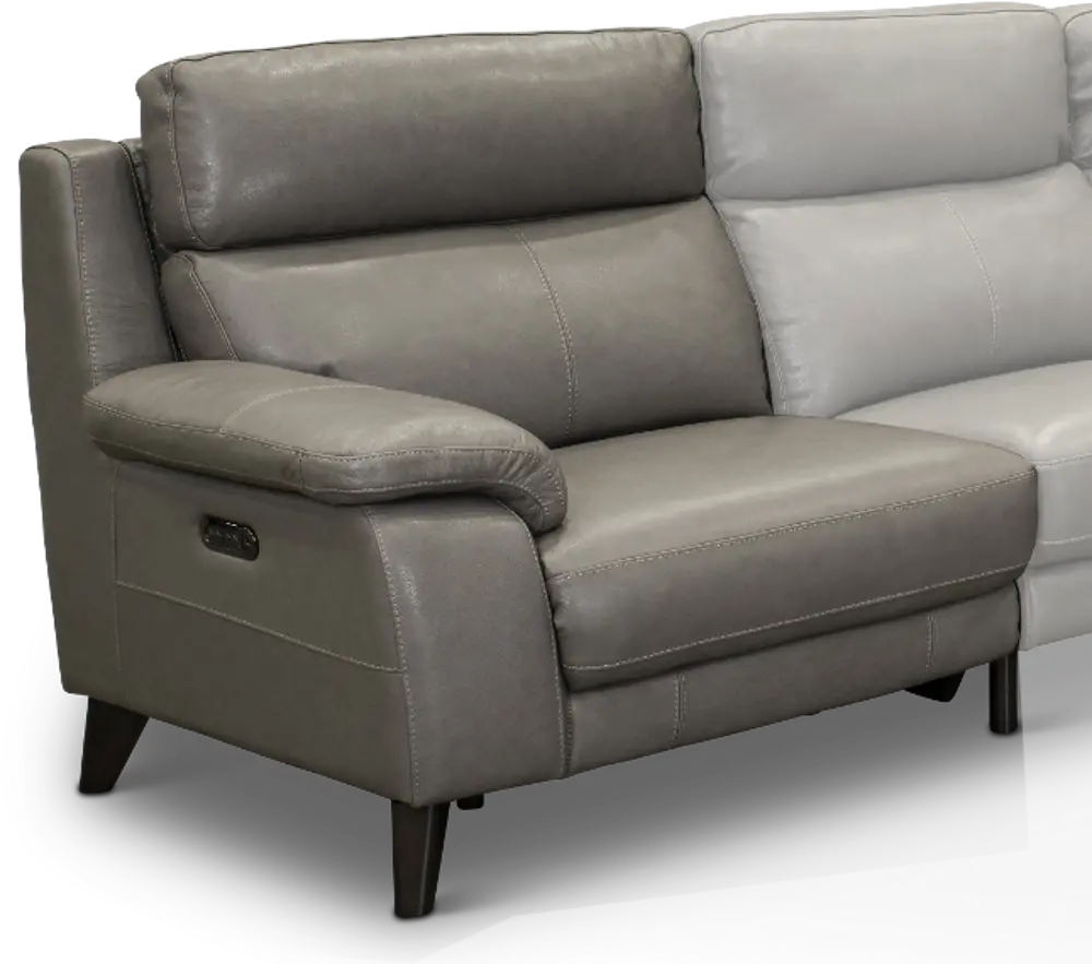 Venice Gray Leather-Match Left-Arm Facing Power Recliner-1