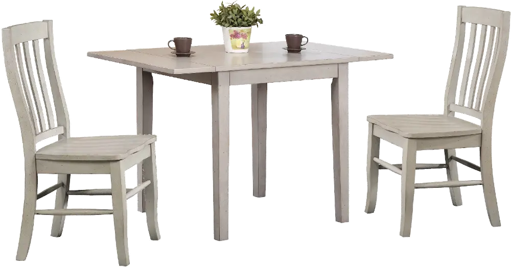 Light Gray Wood 3 Piece Dining Set with Rake Back Chairs - Carmel-1