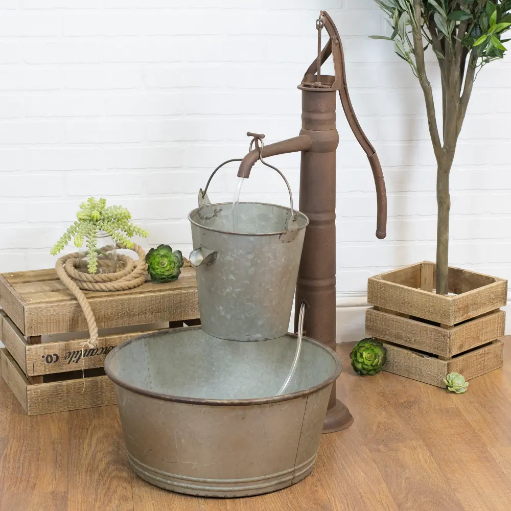 Outdoor Rust Brown and Gray Metal Water Fountain-1