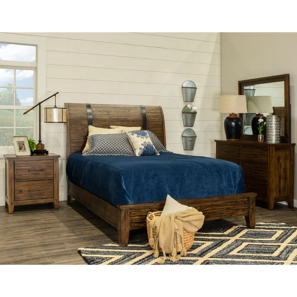 Rustic Pine 4 Piece California King Bedroom Set with Youth Dresser - Nelson-1
