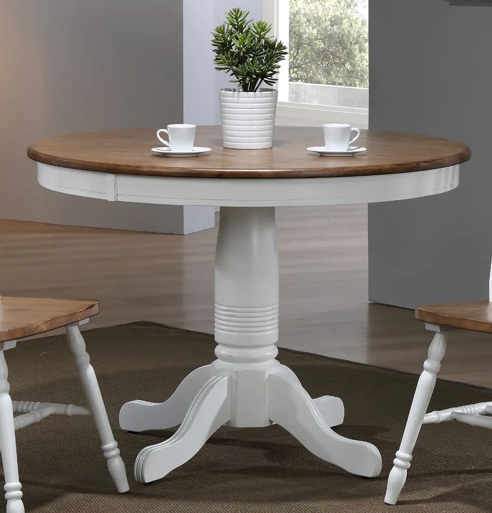 Modern Two-Tone Brown and White Round Dining Table - Pacifica-1