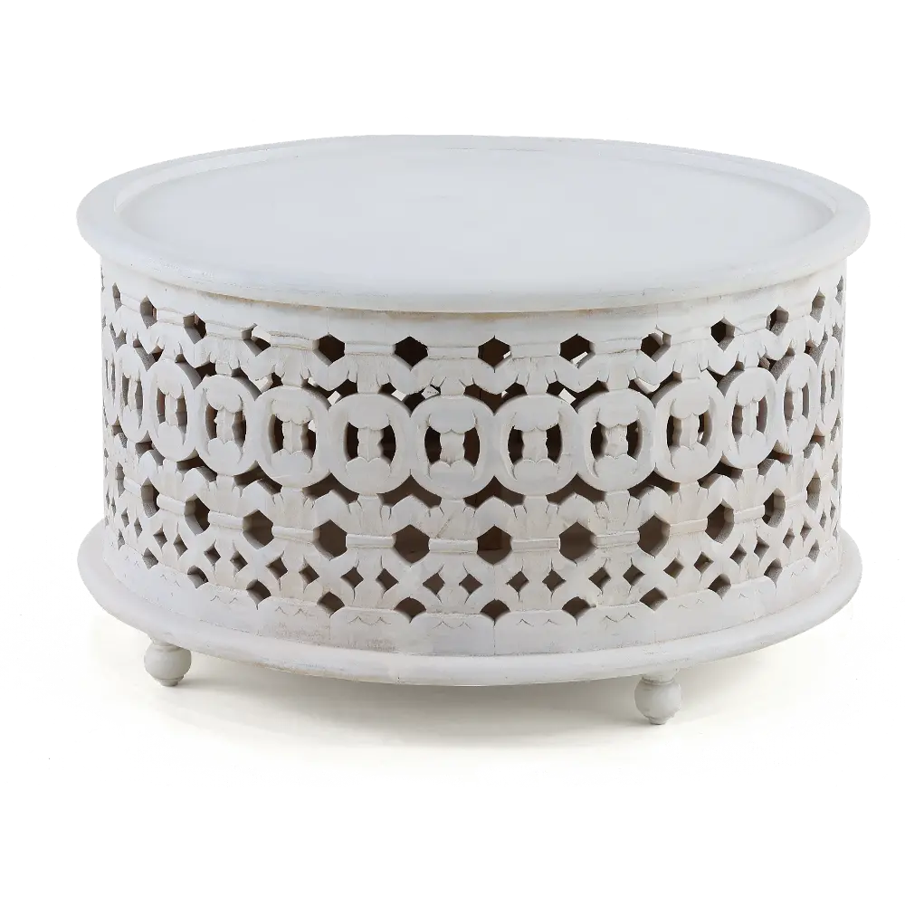 Marguerite White Round Coffee Table-1