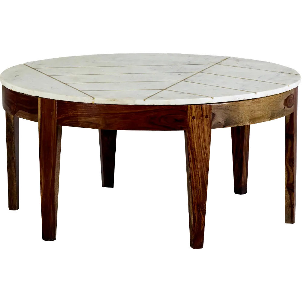 Marmoreal Brown and White Marble Coffee Table-1