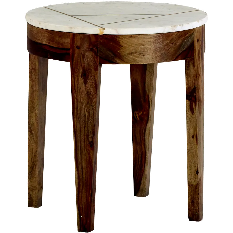 Marmoreal Brown and White Marble End Table-1