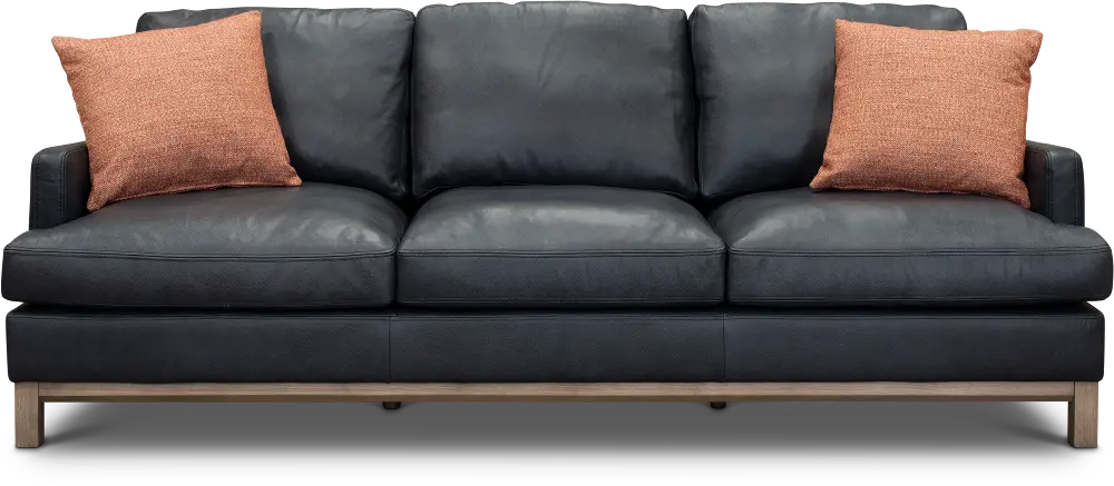 Westport Mid Century Modern Dark Blue Leather Sofa-1