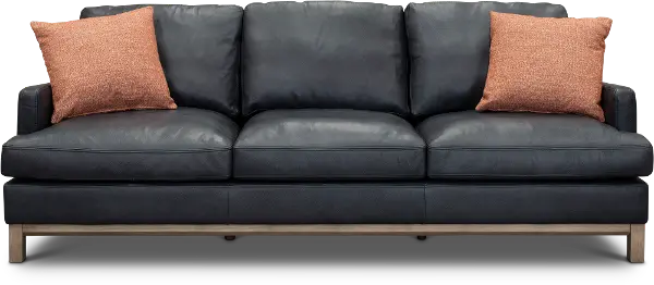 Westport Mid Century Modern Dark Blue, Mid Century Modern Furniture Leather Sectional