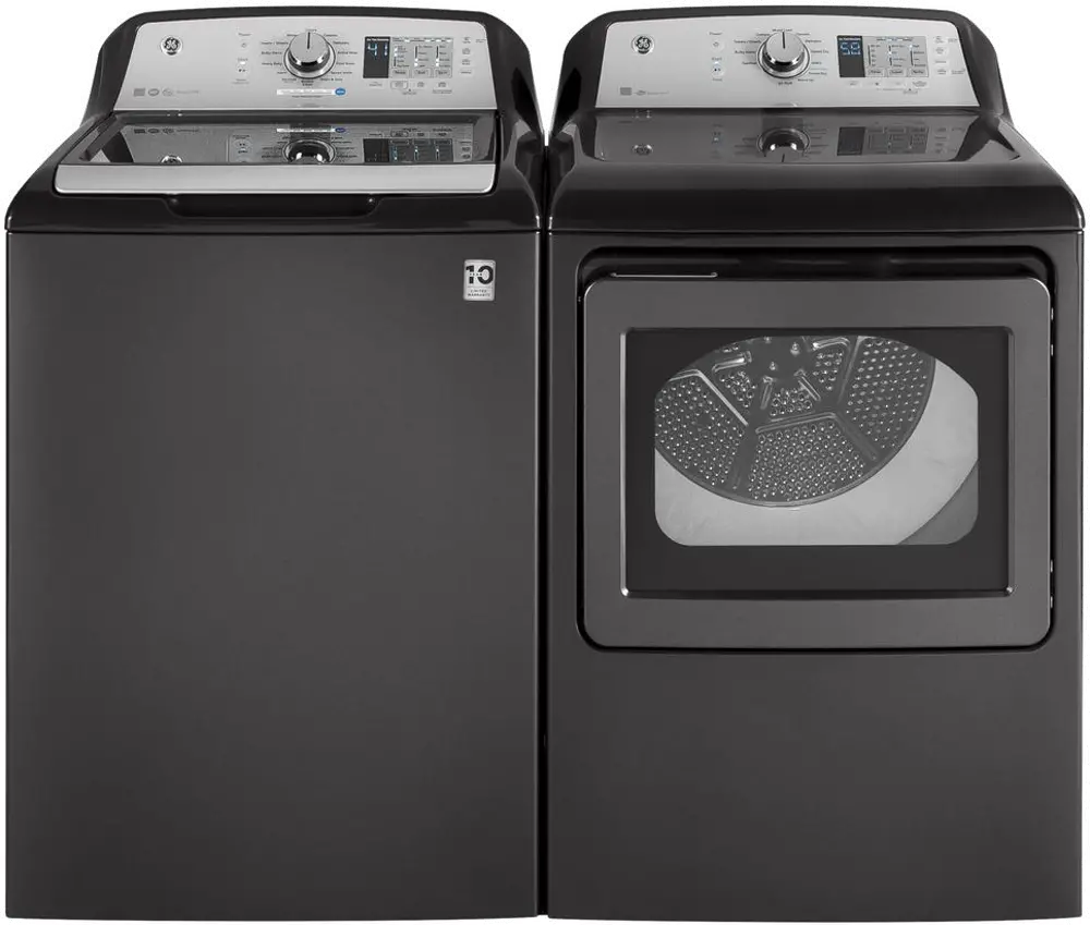 KIT GE Top Load Washer and Dryer Laundry Set - Diamond Gray Electric-1