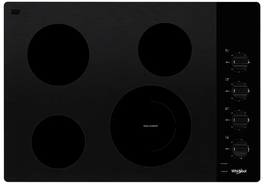 WCE55US0HS Whirlpool 30 Inch Smooth Electric Cooktop - Black-1