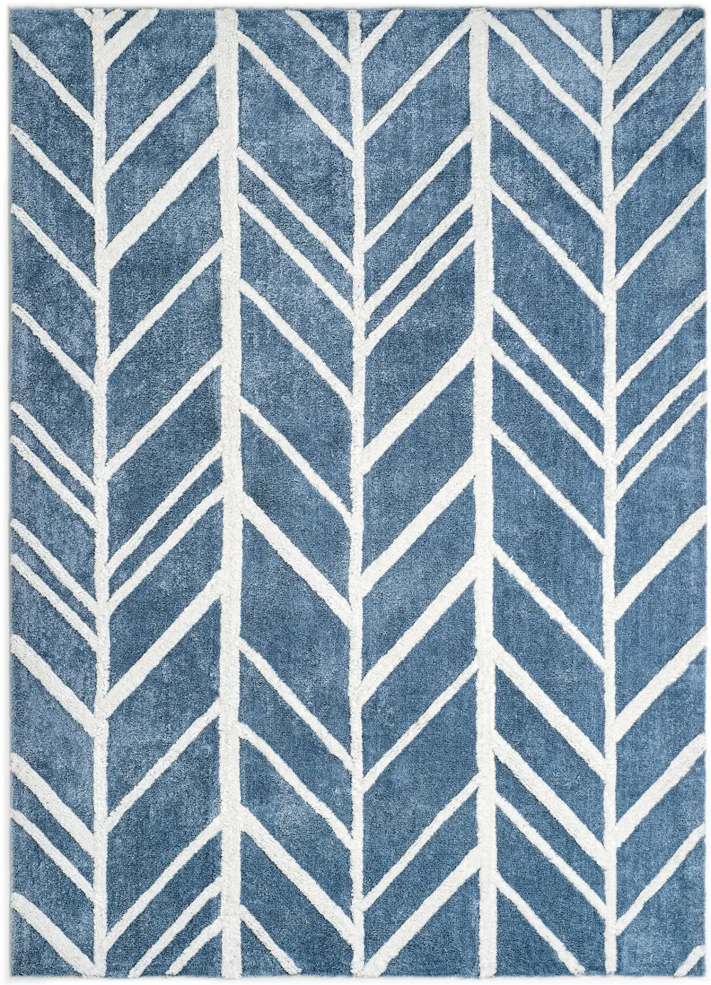 8 x 10 Large Bamboo Ivory and Blue Rug - Naturals-1