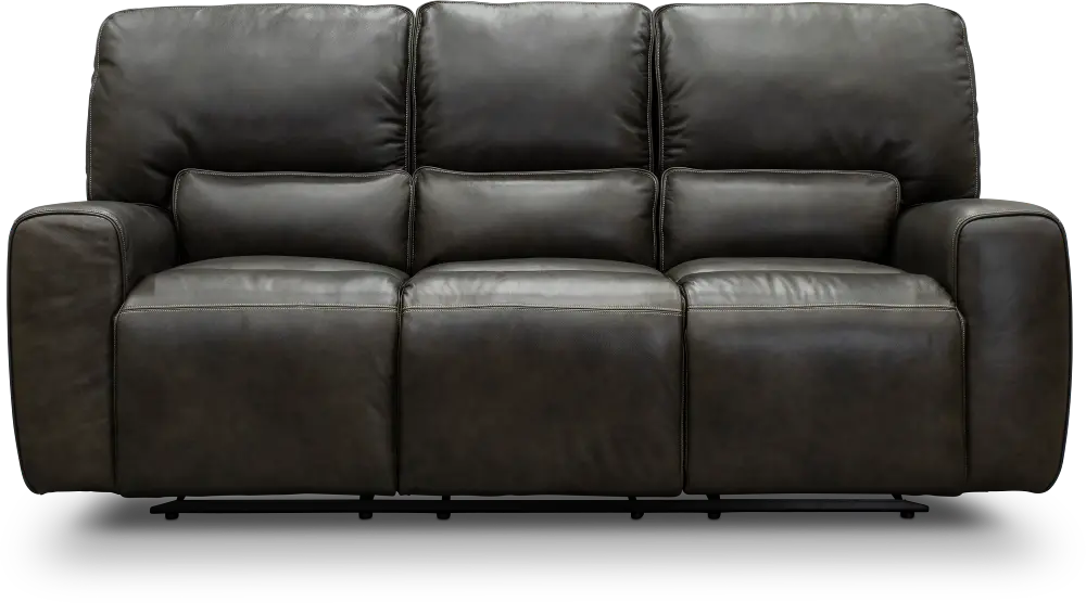 Madrid Charcoal Gray Leather-Match Triple Power Reclining Sofa-1