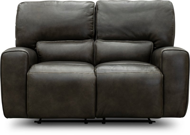 Charcoal Gray Leather Match Power, Art Van Leather Reclining Sofa