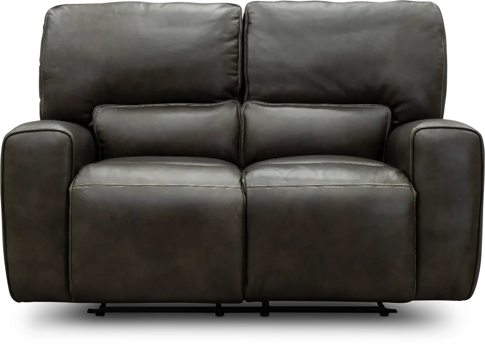 Madrid Charcoal Gray Leather-Match Power Reclining Loveseat-1