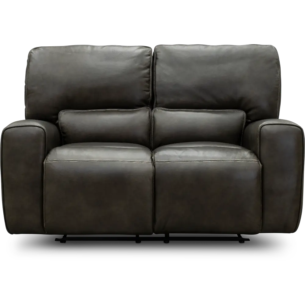 Madrid Charcoal Gray Leather-Match Power Reclining Loveseat-1