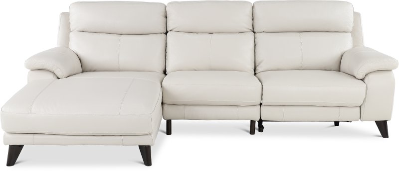 Frost White Leather Match Power, White Leather Sectional With Chaise