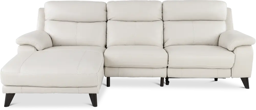 Venice White Leather-Match Power Reclining Sofa with Left-arm Facing Chaise-1