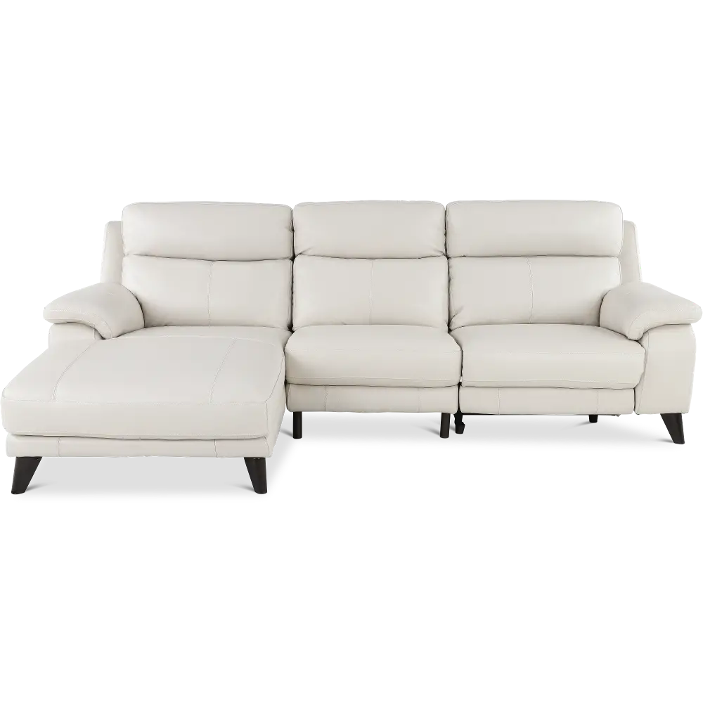 Venice White Leather-Match Power Reclining Sofa with Left-arm Facing Chaise-1