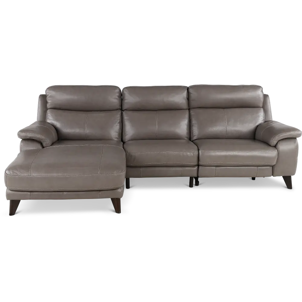 Venice Gray Leather-Match Power Reclining Sofa with Left-Facing Chaise-1