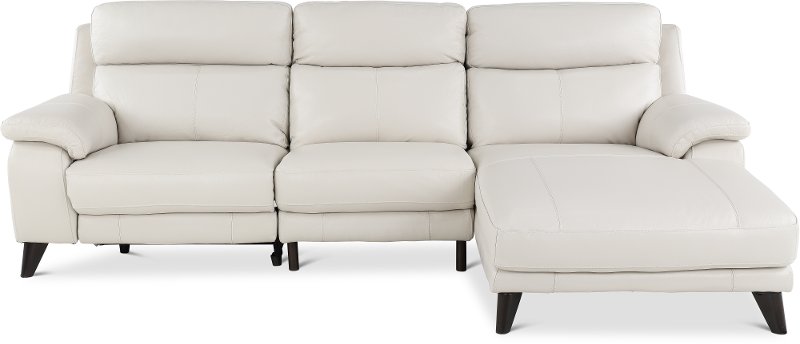Frost White Leather Match Power, Leather Sofa With Chaise And Recliner