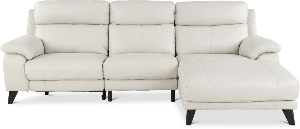 Venice White Leather-Match Power Reclining Sofa with Right-arm Facing Chaise-1