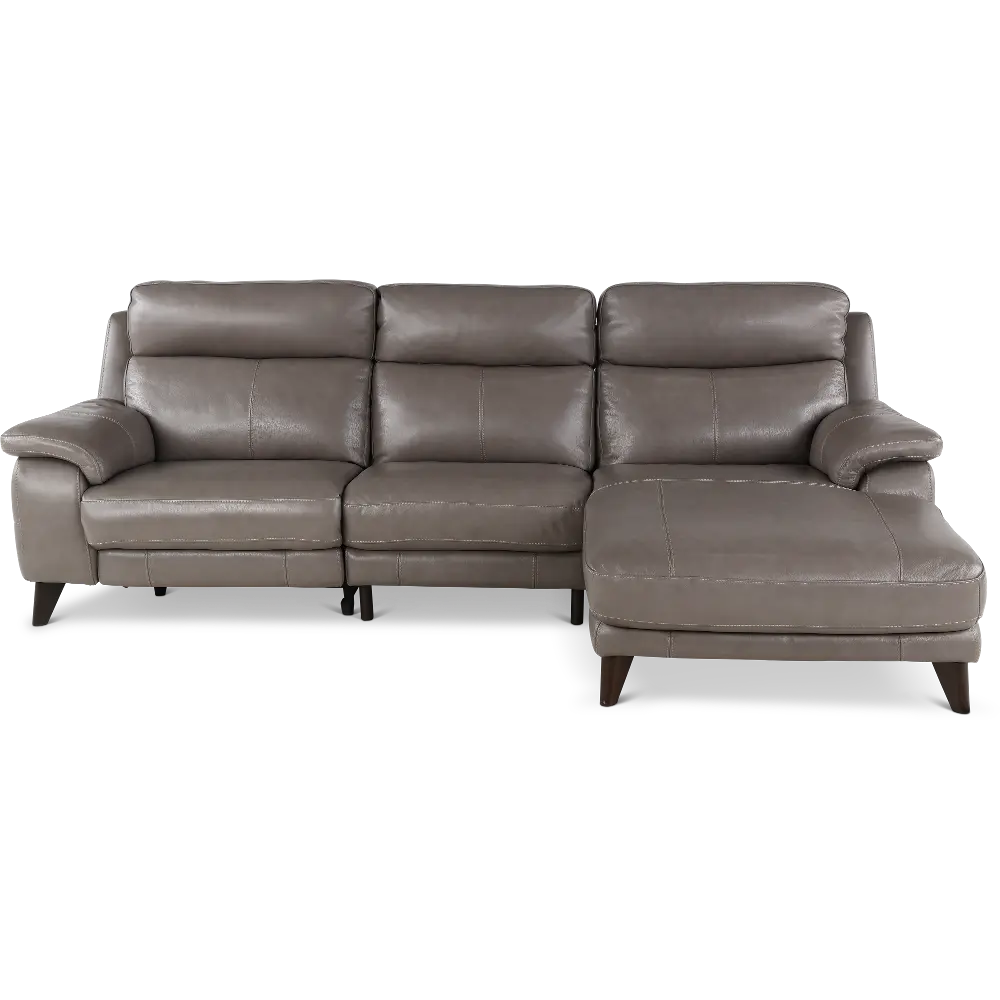 Venice Gray Leather-Match Power Reclining Sofa with Right-Facing Chaise-1