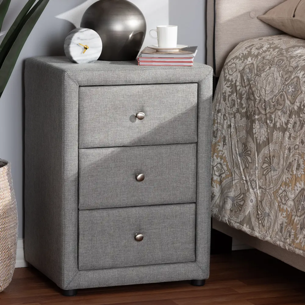 147-8161-RCW Contemporary Gray Upholstered Nightstand - Tessa-1