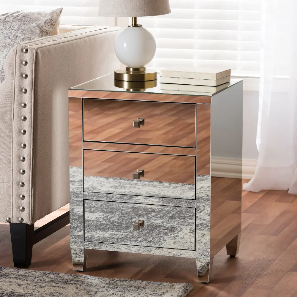 136-7483-RCW Contemporary Silver Mirrored Nightstand - Rosalind-1