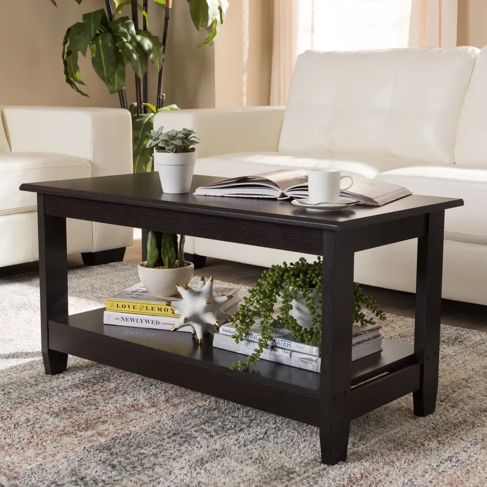 146-8280-RCW Modern and Contemporary Wenge Brown Coffee Table - Malena   -1