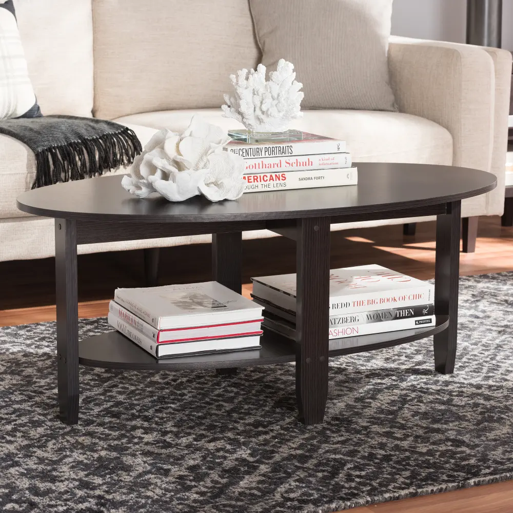 146-8277-RCW Modern and Contemporary Wenge Brown Coffee Table - Ancelina   -1