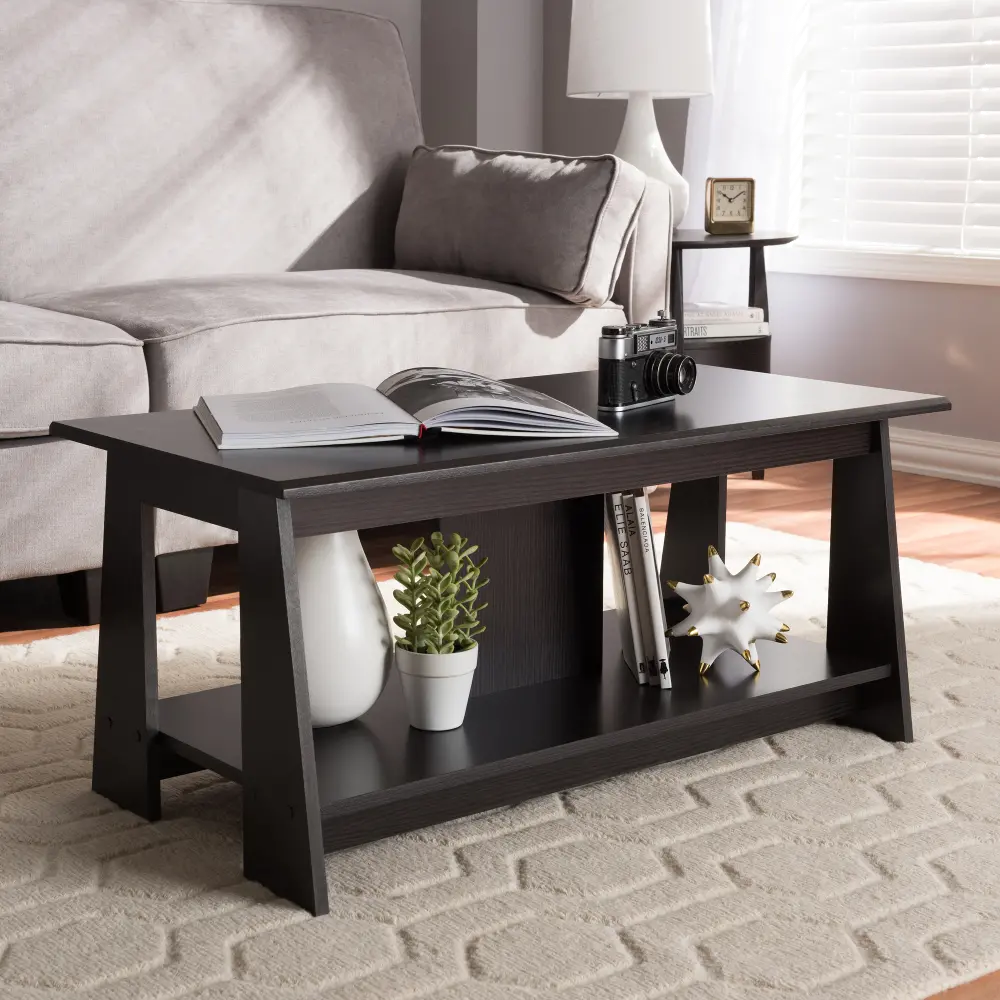 146-8290-RCW Modern and Contemporary Wenge Brown Coffee Table - Fionan   -1