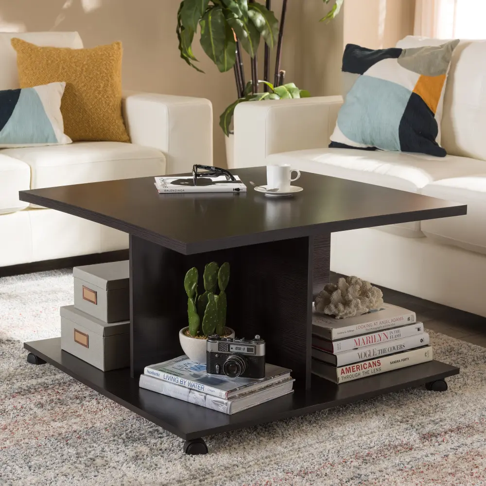 146-8279-RCW Modern and Contemporary Wenge Brown Coffee Table - Cladine-1
