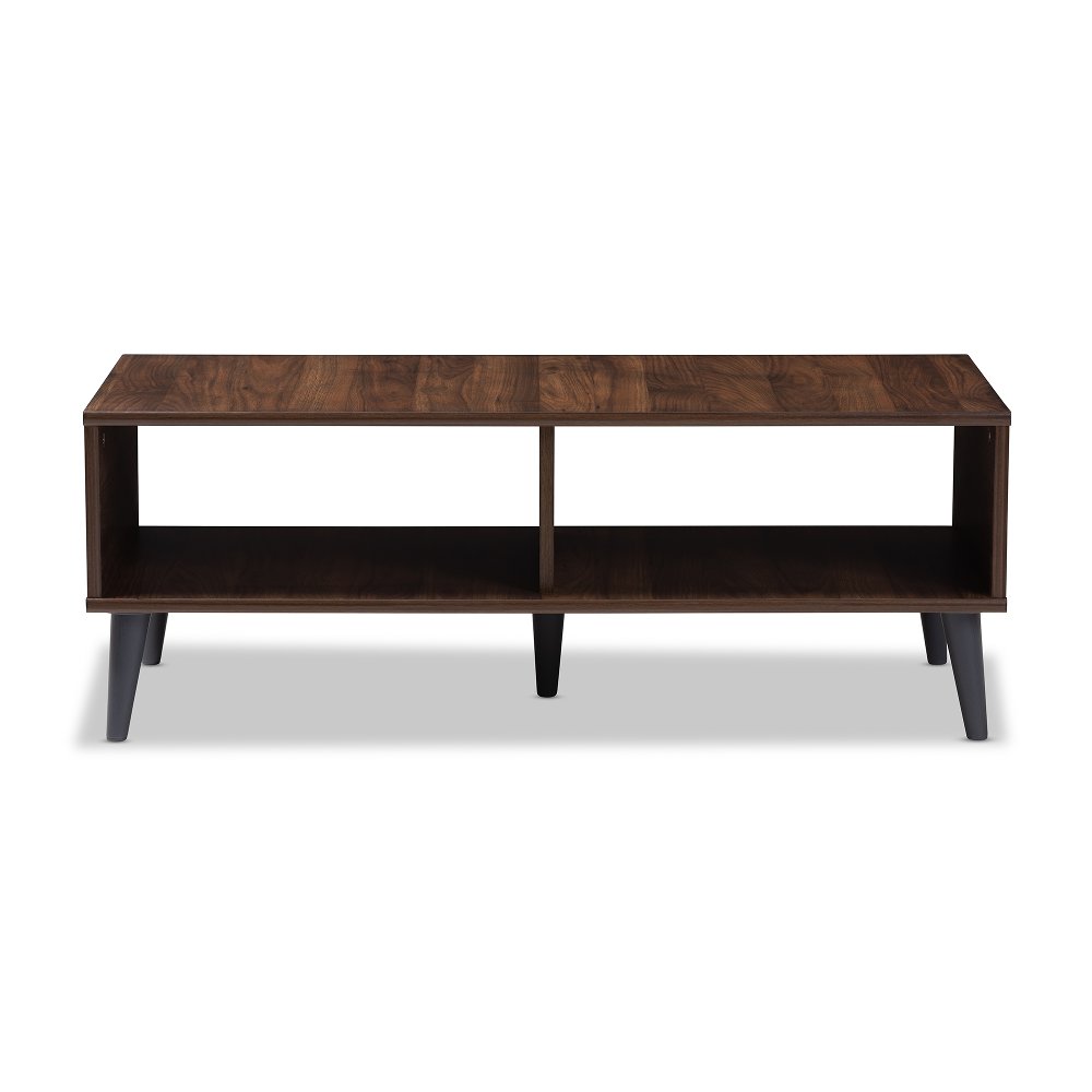 Mid Century Modern Brown and Gray Wood Coffee Table - Pierre