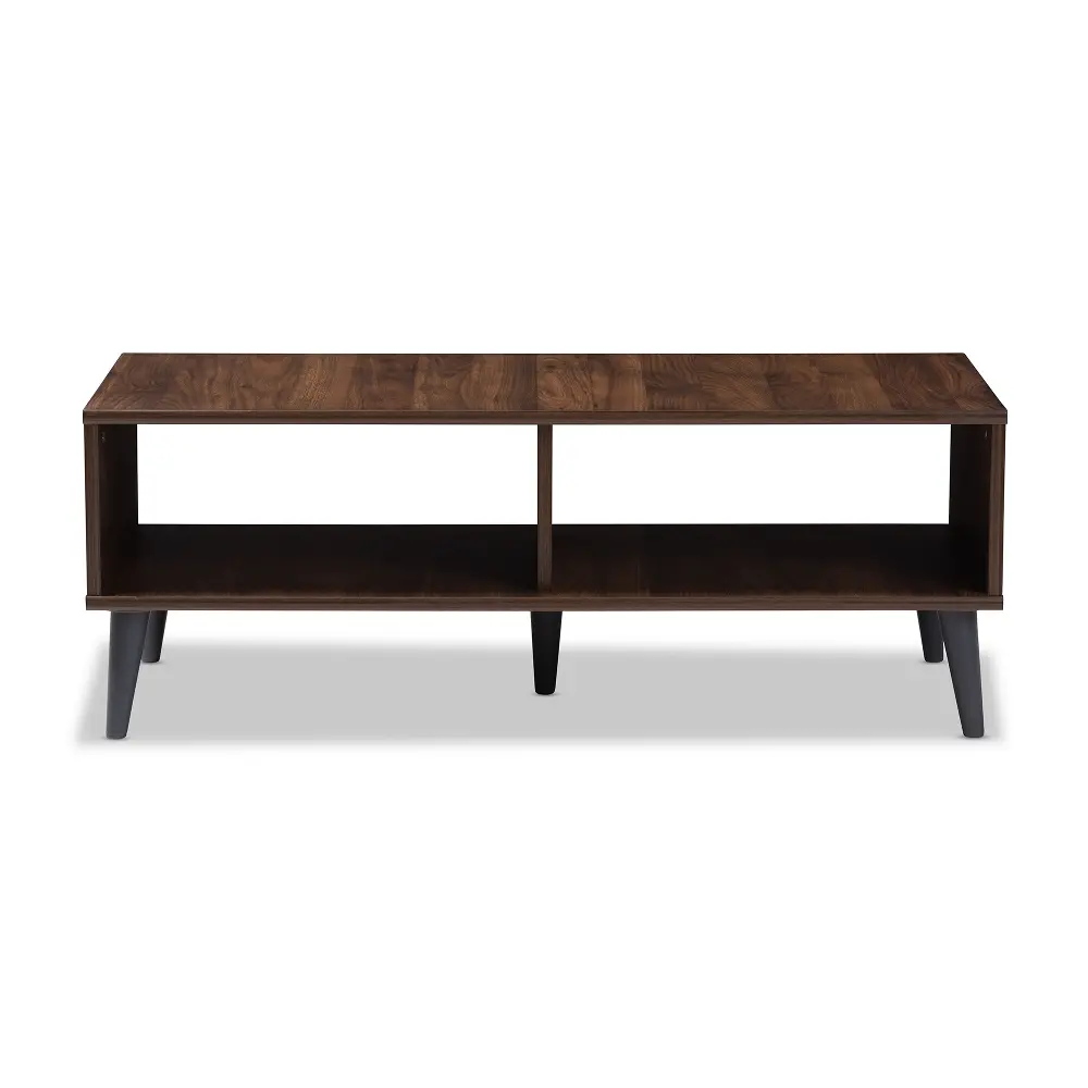 147-8252-RCW Mid Century Modern Brown and Gray Wood Coffee Table - Pierre-1